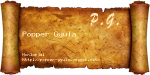 Popper Gyula névjegykártya